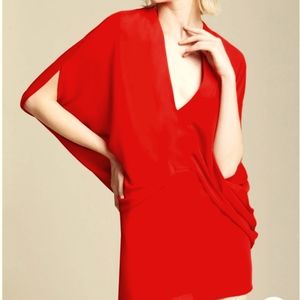 Red Halston Drapey Kimono Dress
